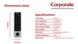 CL603BF - Slim Smart Bluetooth IP65 Fingerprint Keypad